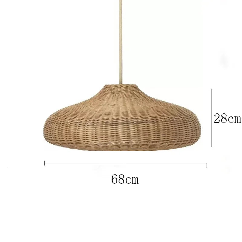 Handgeflochtene - Rattan-Pendelleuchte in Boho-Beige