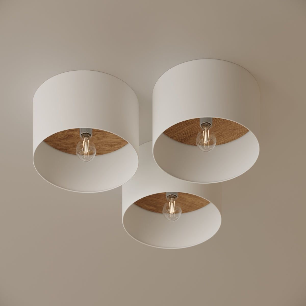 Rondea - Deckenleuchte, weiß/hellbraun, 35 cm oval mit