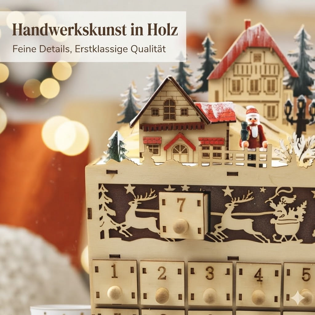 ReindeerHaven - Adventskalender aus Holz mit Rentiermotiv