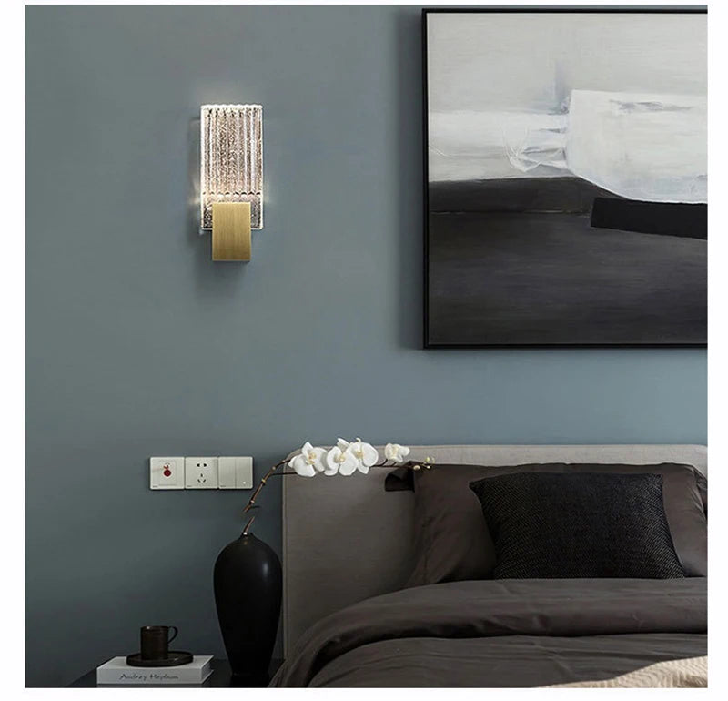 Wallix - Goldene LED-Wandleuchte mit Kristallblasen