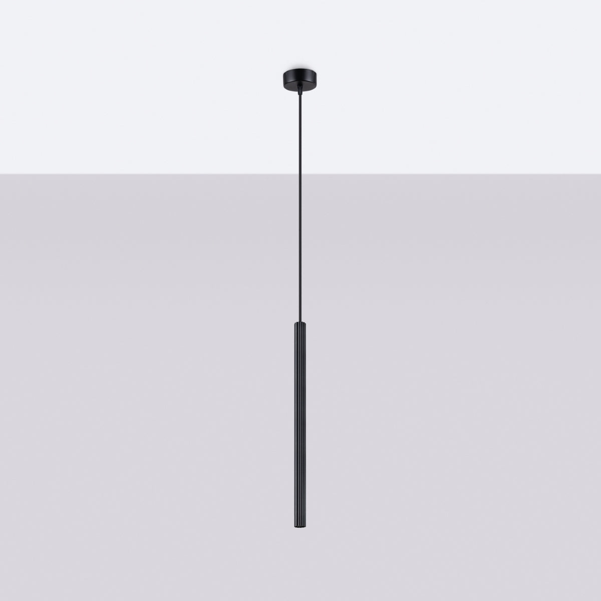 Celira - Schwarze Pendelleuchte mit geriffeltem,