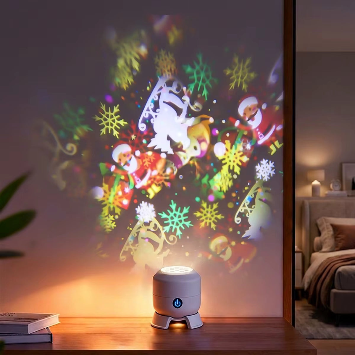 SnowSpin - Projektorlampe mit rotierender Schneeflockenprojektion