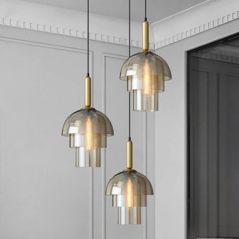 Lucero - Vintage-Pendelleuchte aus Glas in Champagner