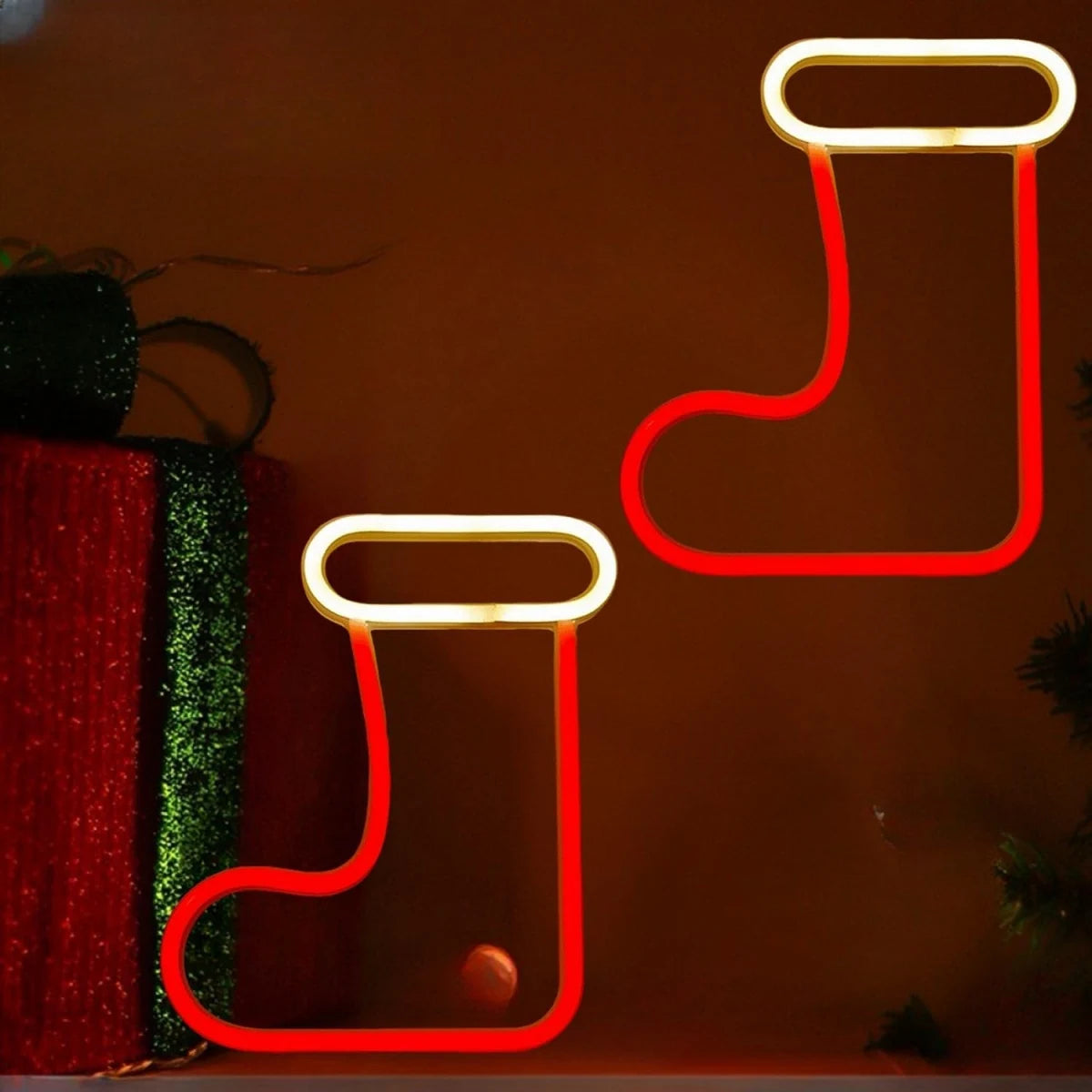 Rentier-Strumpfbaum - LED-Neon-Weihnachtsdekoration