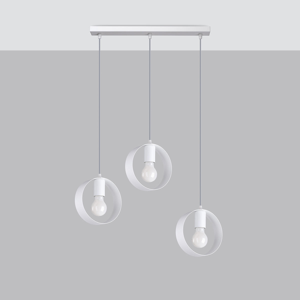 Plafona - Dreiflammige Pendelleuchte, weiß mit Ringdesign