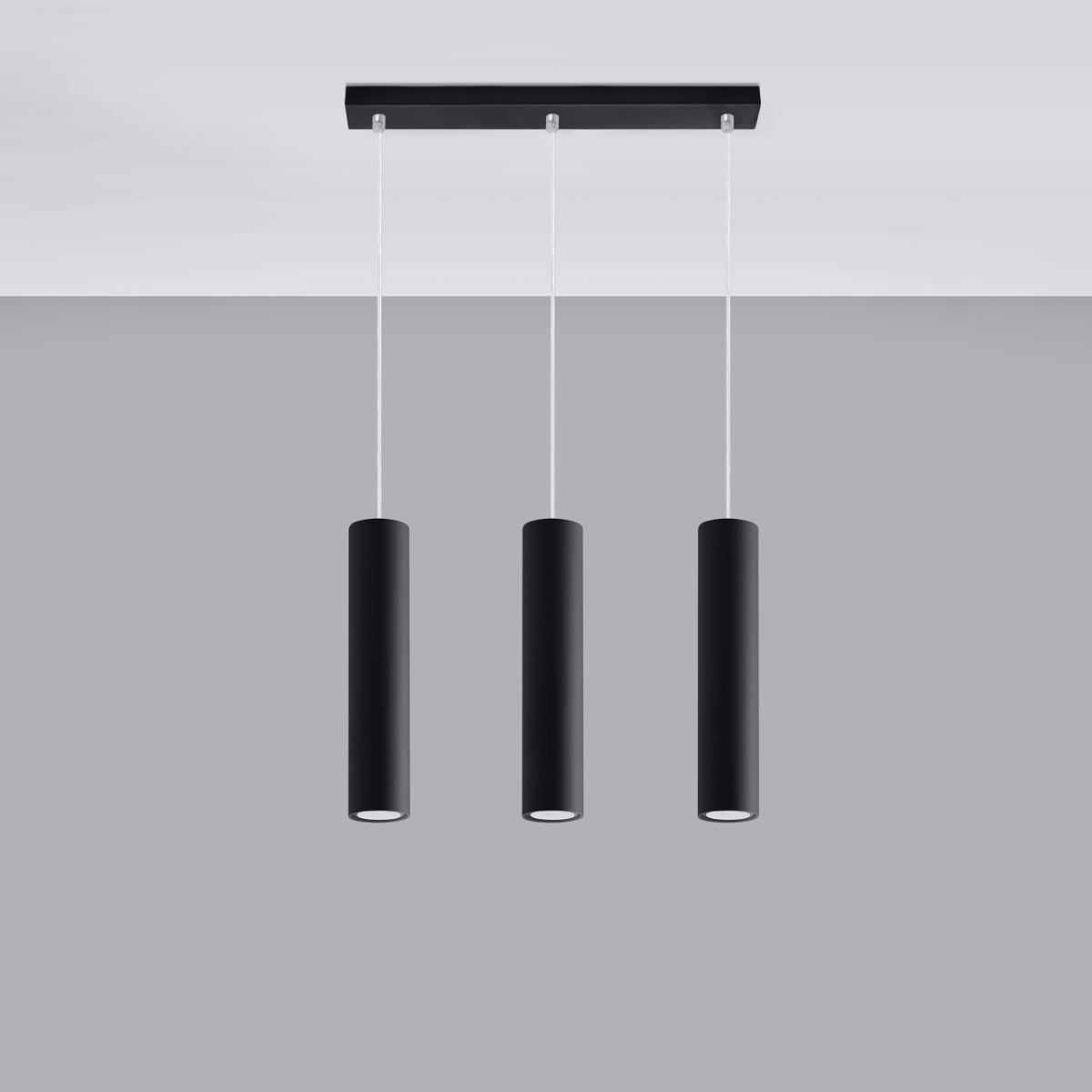 LAGOS - 3L Schwarze Pendelleuchte, 3-flammig, GU10