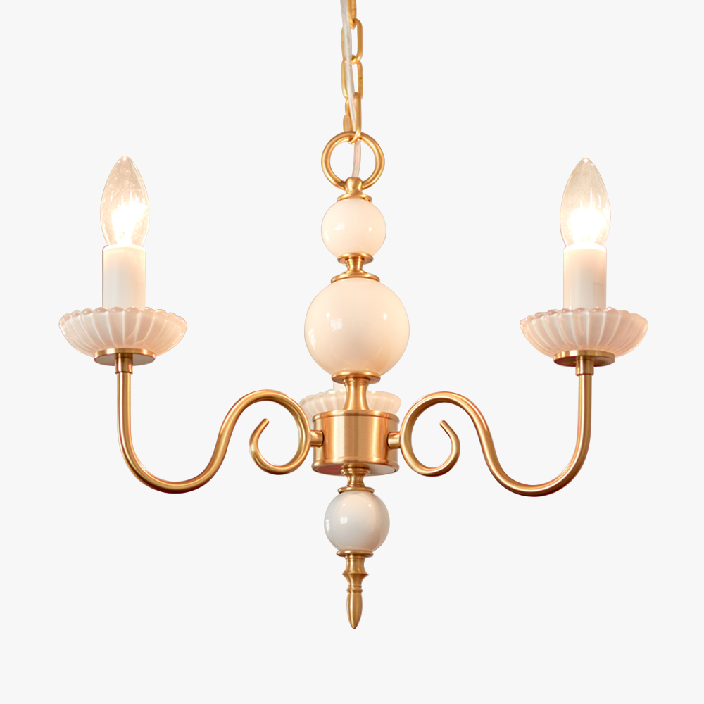 Creme - Glas Kronleuchter E14 3/5-flammig