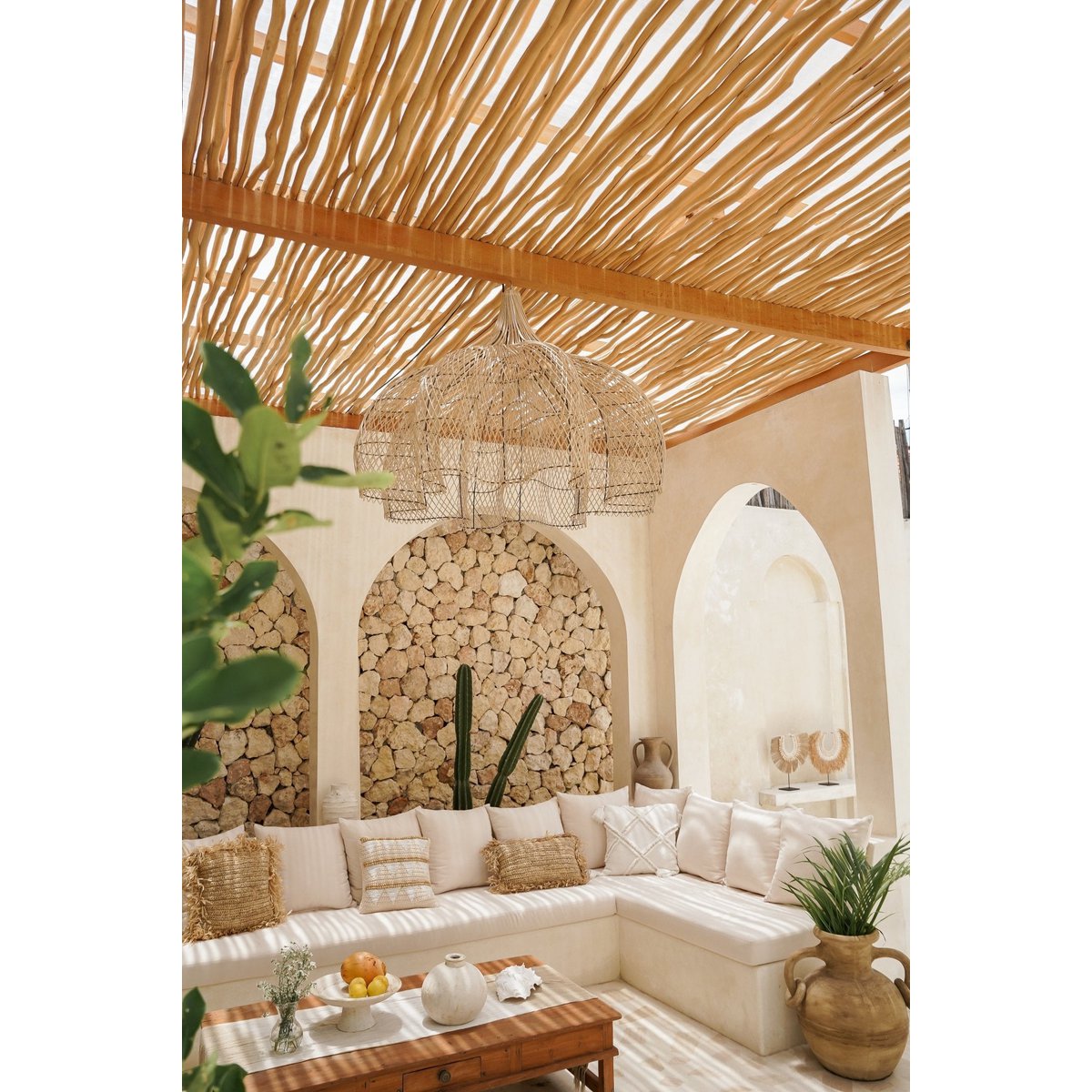 Hippie - Monkey - Bunga Rattan-Hängeleuchte 100 cm
