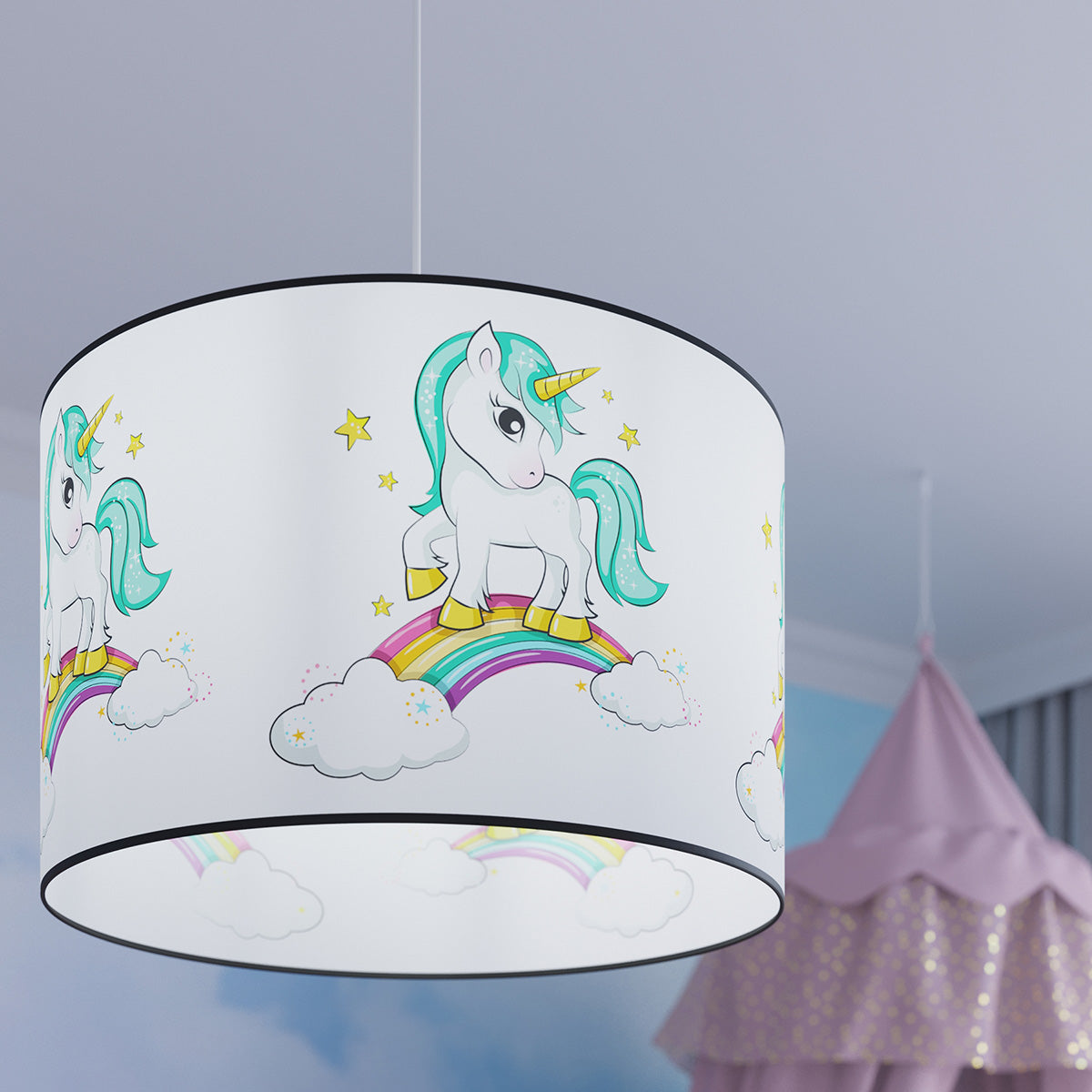 Stella - Einhorn-Pendelleuchte, 40 cm, bunt, für