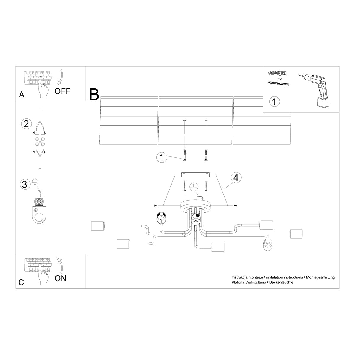 Zenita - Schwarzer Loft-Kronleuchter, 8-flammig, E27-Fassung
