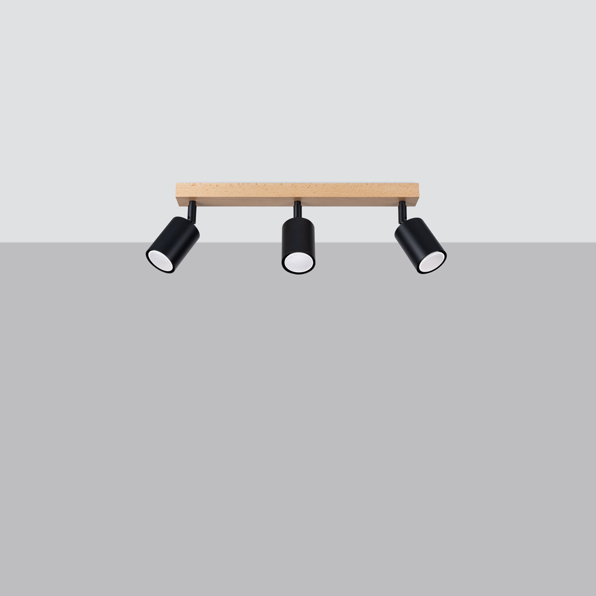 VERDO - 3-flammige Deckenleuchte, Stahl/Holz schwarz, 61 x