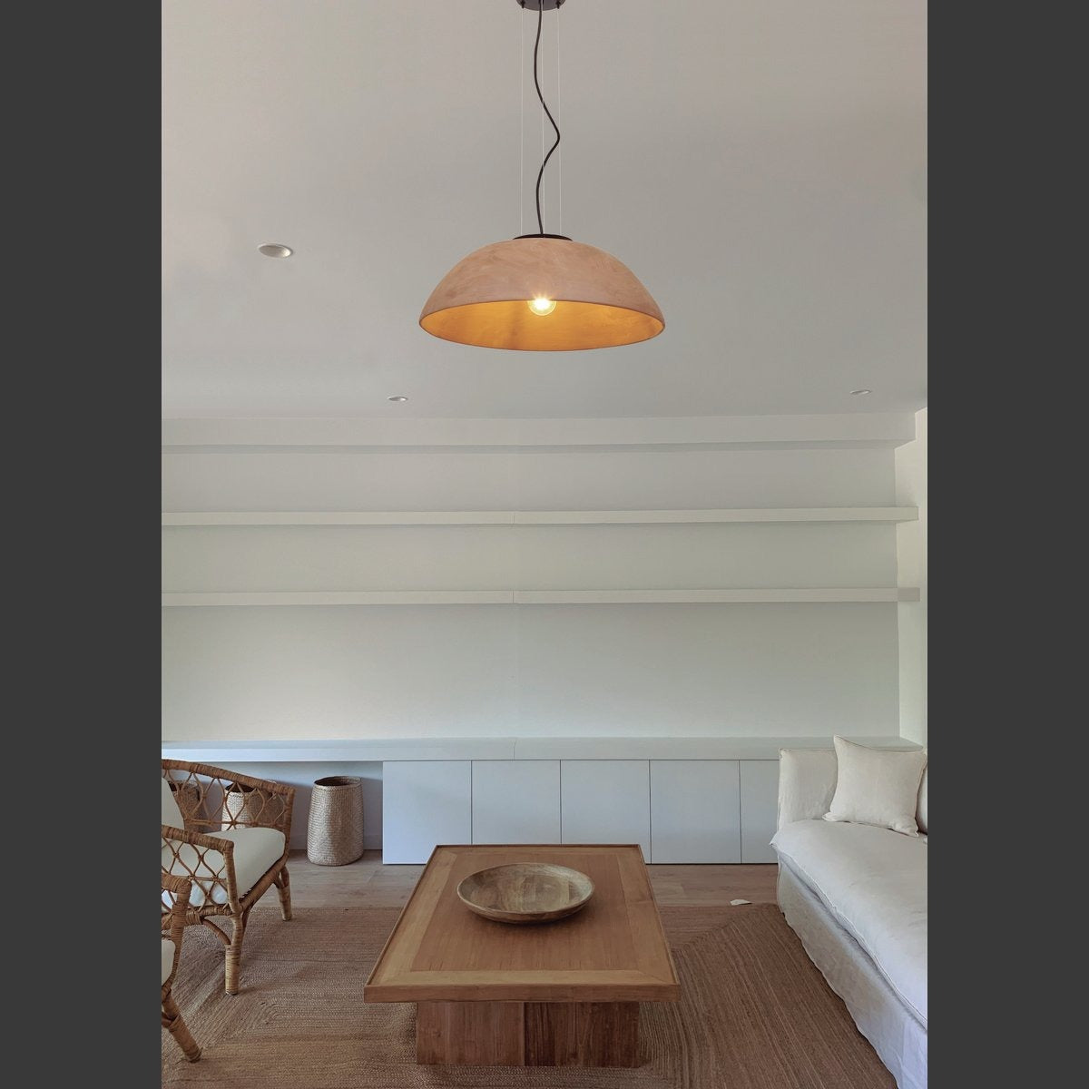 Luxcambra - Keramik-Pendelleuchte, 50 cm, Terrakotta-Optik