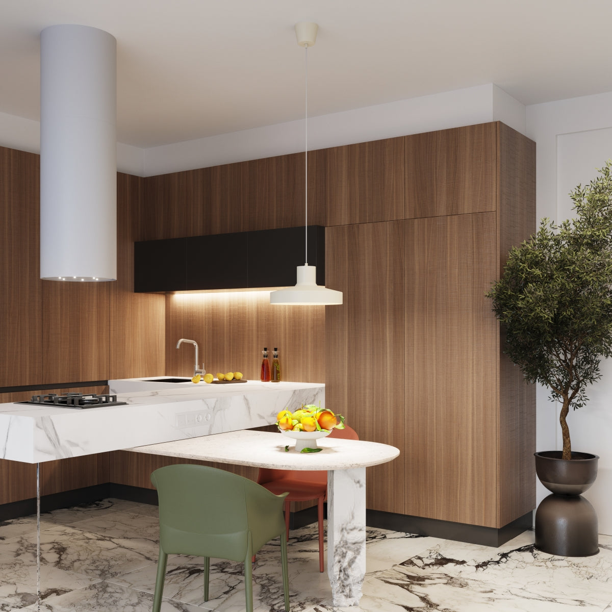 Celira - Beige Retro-Pendelleuchte mit rundem Schirm
