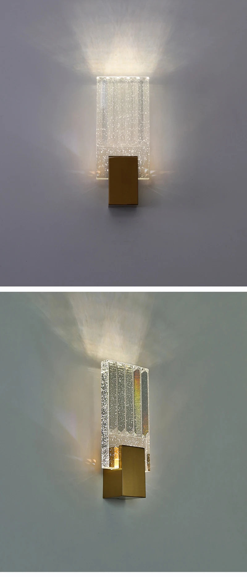 Wallix - Goldene LED-Wandleuchte mit Kristallblasen