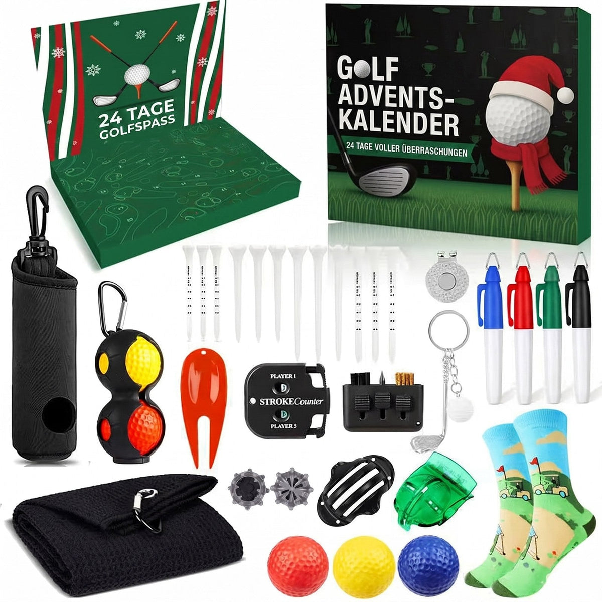 GolfTrove - Golf-Adventskalender mit 24 Zubehörteilen