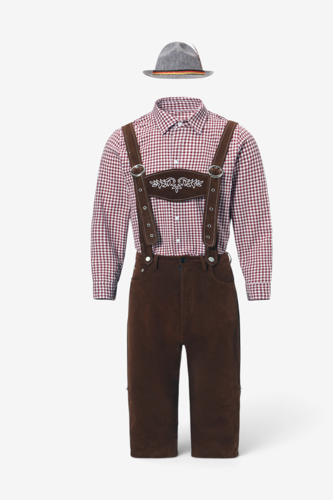Herren Trachten-Kniebundhose mit Verstellbaren Trägern