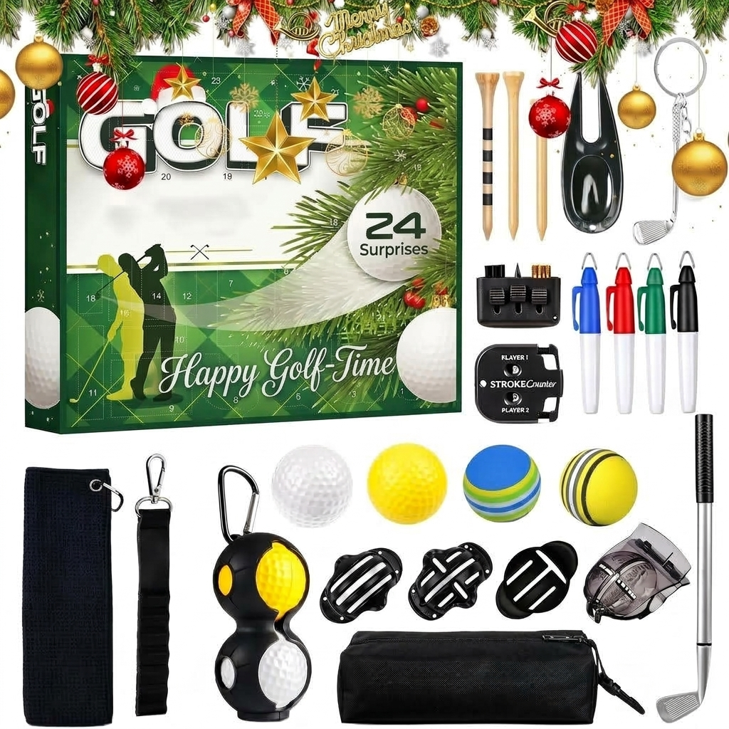 TeeCaddy - Golf-Adventskalender mit 24-teiligen Golfzubehör-Set