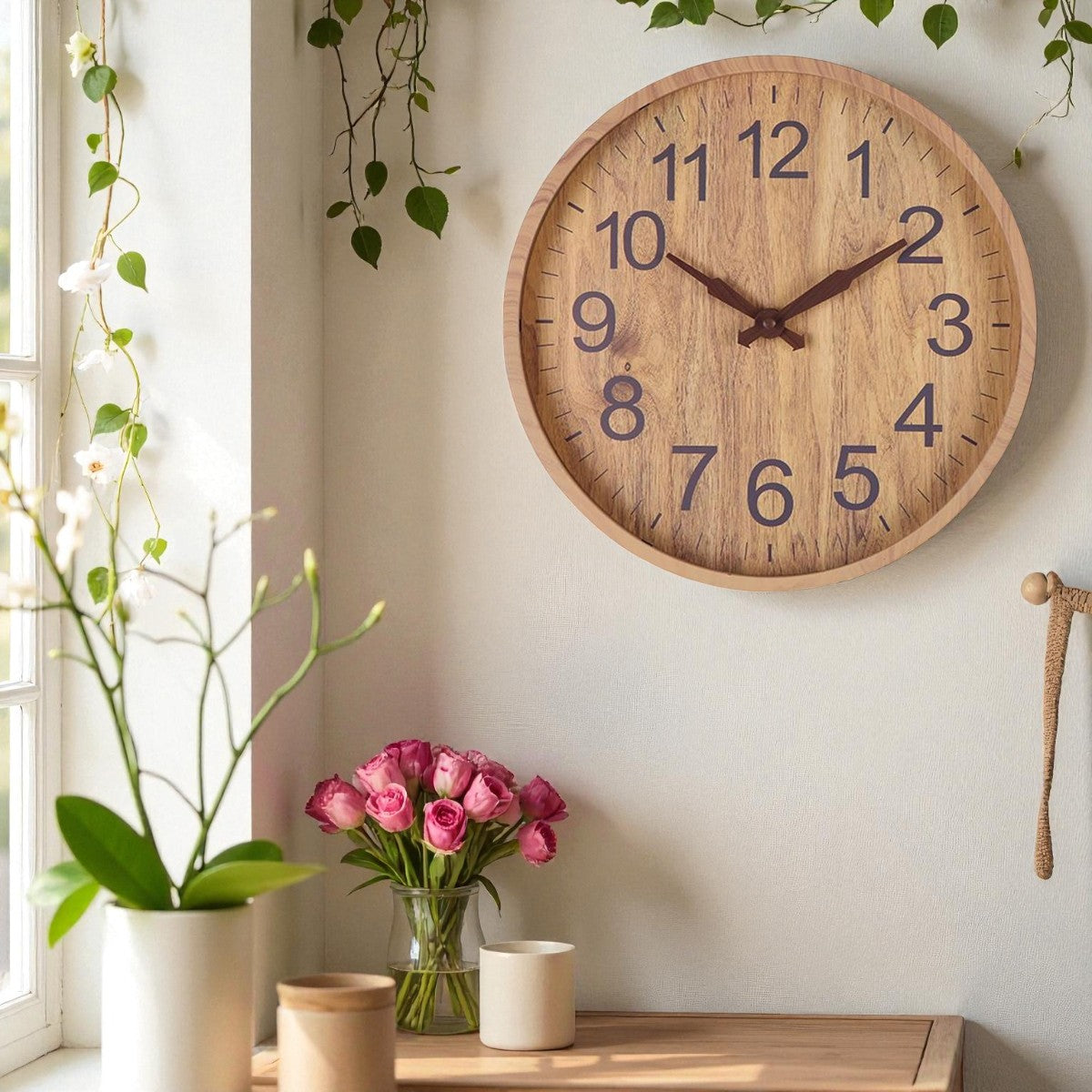 Handgefertigte Wanduhr aus Holz für naturinspirierte Eleganz und zeitlosen Stil