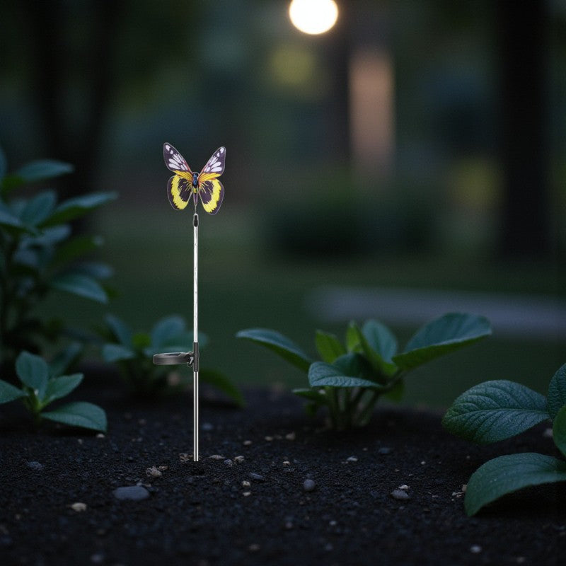 Faseroptische LED-Rasenlampe mit farbenfrohem Schmetterlings-Lichteffekt