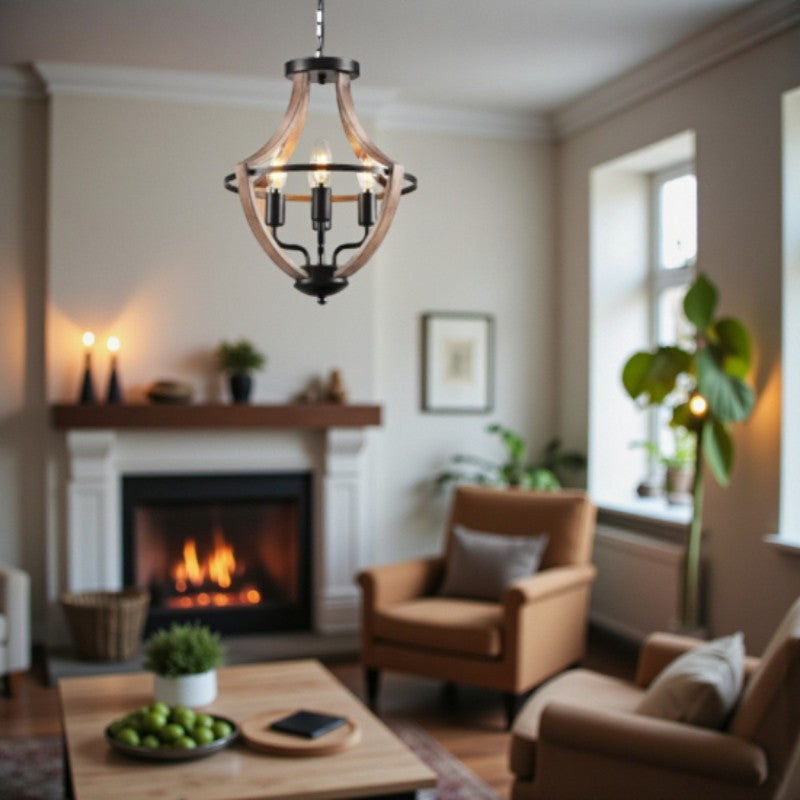 Landhaus Kronleuchter mit 4 Lichtern für Innen Dekorbeleuchtung und Elegante Atmosphäre