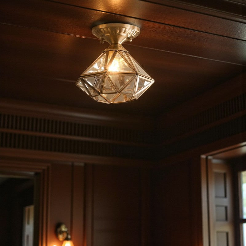 Sternförmige Deckenlampe aus Messing mit klassischem Glasdesign