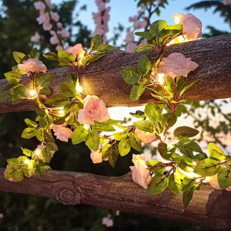 Solarbetriebene wasserdichte LED-Rosen-Lichterkette für Außenbereiche