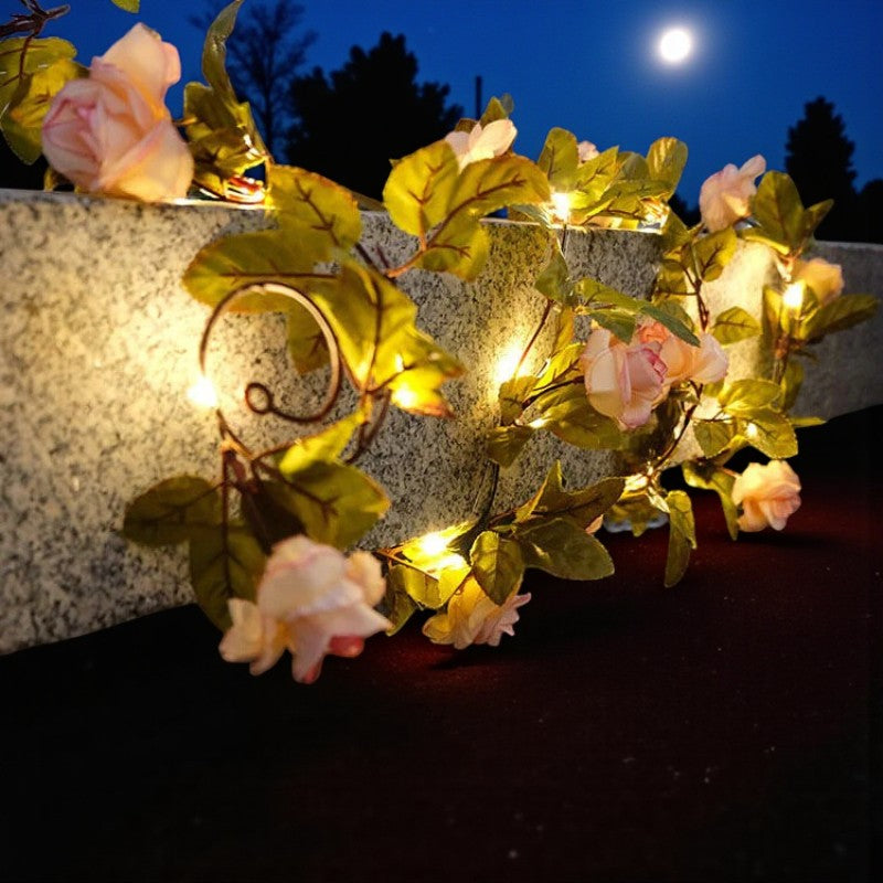 Solarbetriebene wasserdichte LED-Rosen-Lichterkette für Außenbereiche