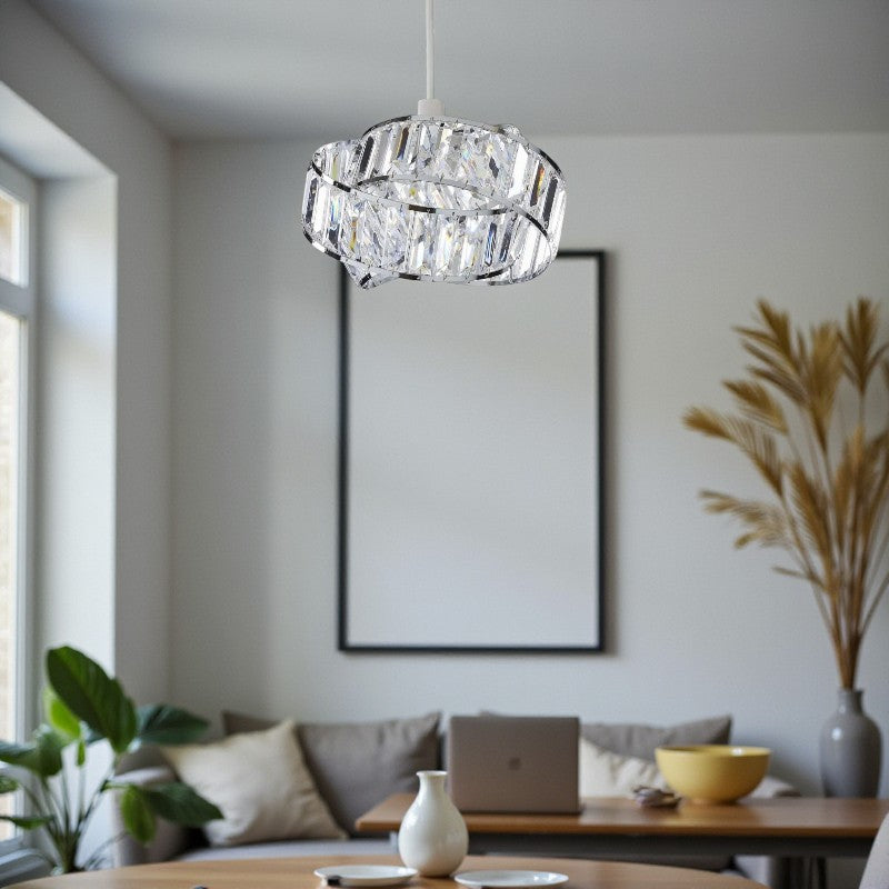 Chrom Pendelleuchte mit Acrylring-Design für Moderne Innenbeleuchtung