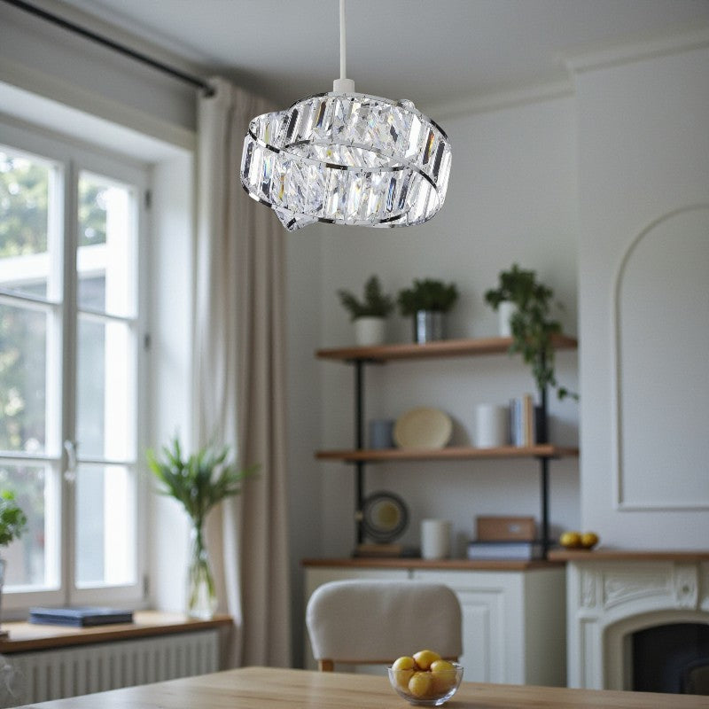 Chrom Pendelleuchte mit Acrylring-Design für Moderne Innenbeleuchtung