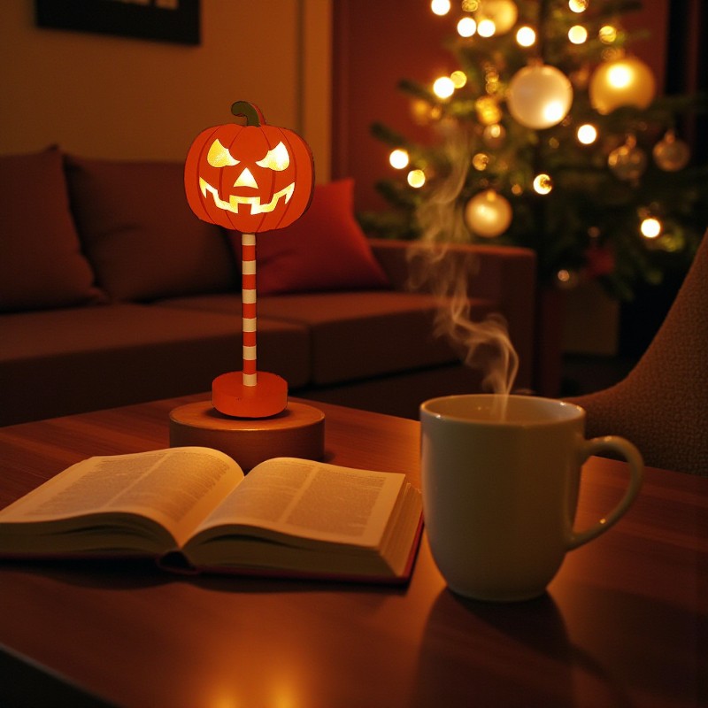 Moderne Halloween Deko Kürbis-LED Tischlampe mit Klassischem Design für Festliche Beleuchtung