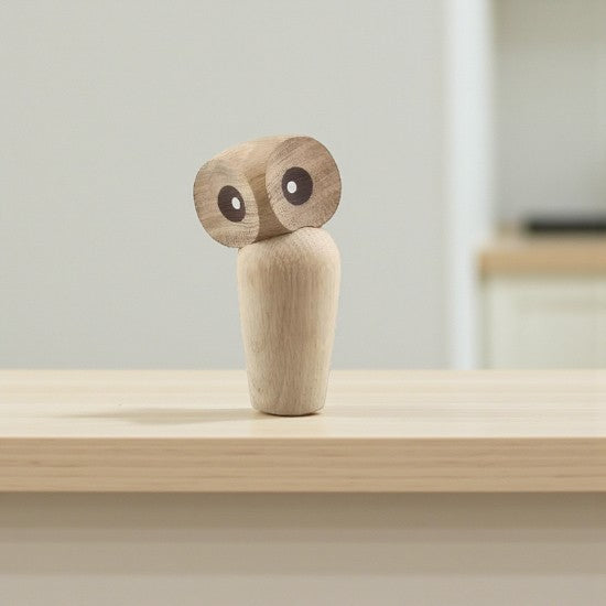 Eulenfigur aus Holz mit drehbarem Kopf für Wohn- und Bürodekoration