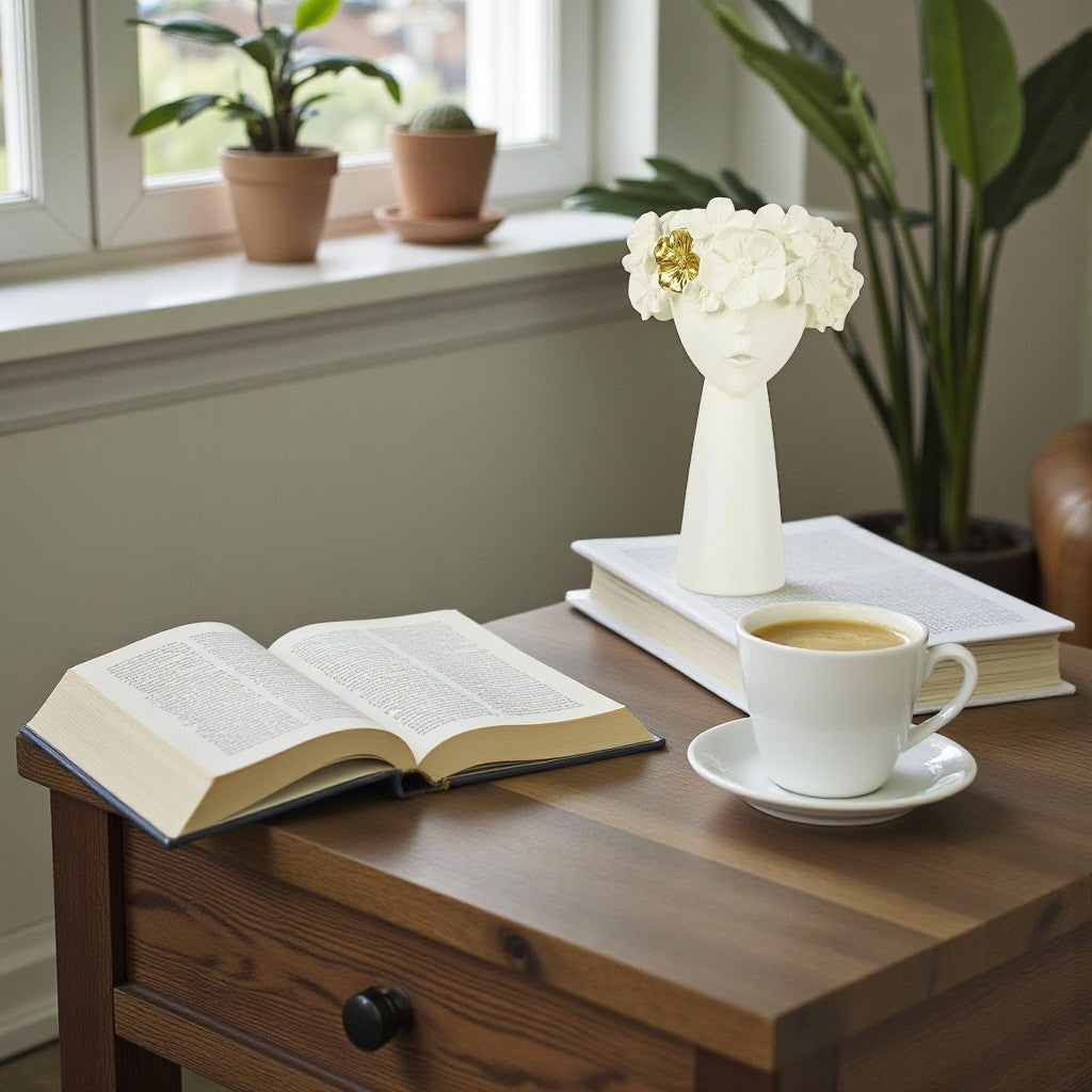 Elegante Mädchenkopf-Vase für Blumen und stilvolle Dekoration mit künstlerischem Charme