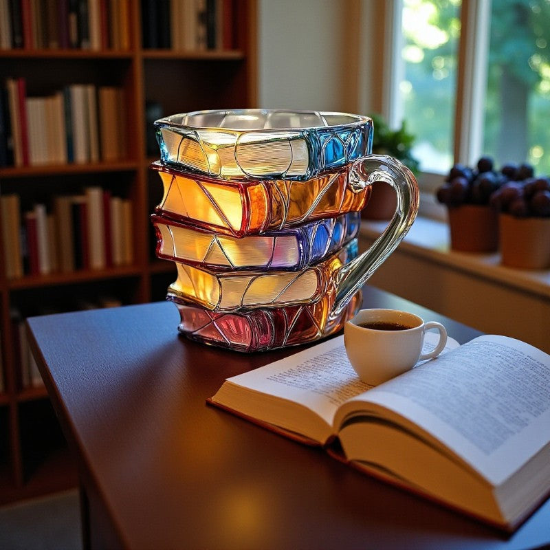 Handgefertigte 3D-bemalte Tasse mit Buchdesign zur Dekoration