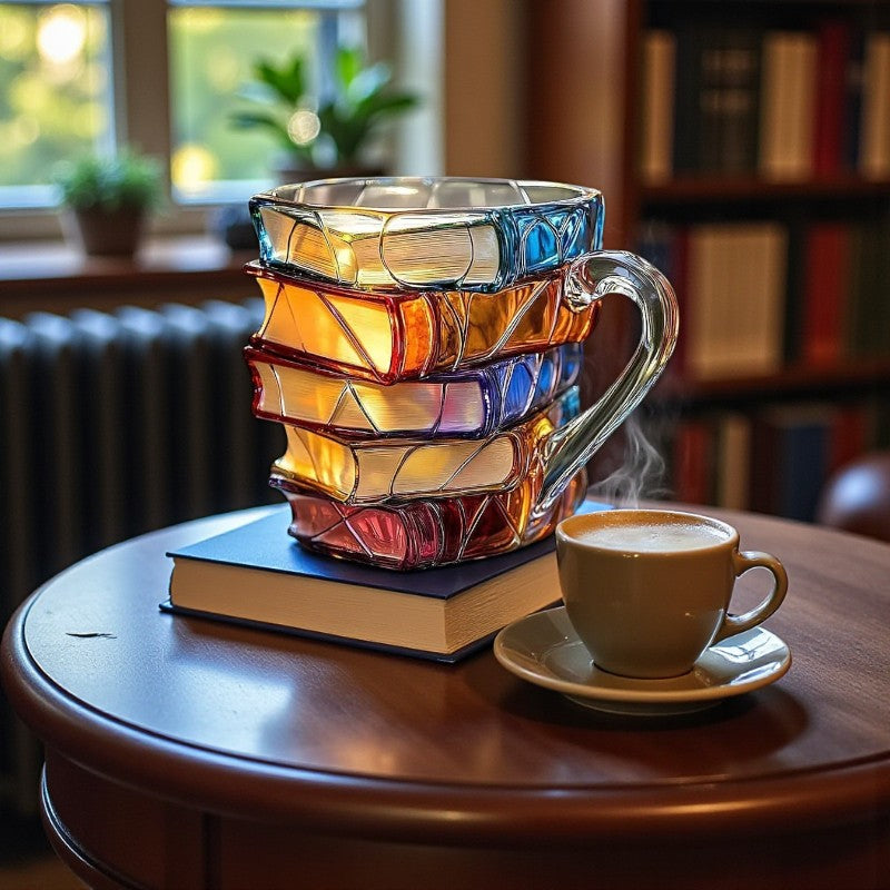 Handgefertigte 3D-bemalte Tasse mit Buchdesign zur Dekoration