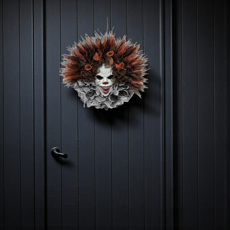 Halloween-Türkranz mit Clown-Netz-Design für Halloween-Deko