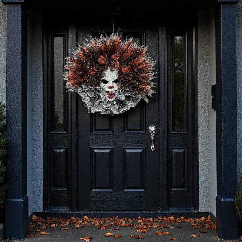 Halloween-Türkranz mit Clown-Netz-Design für Halloween-Deko