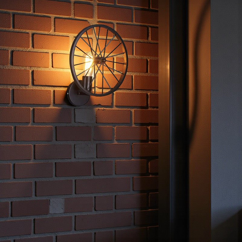 Industrielle Runde Wandleuchte mit Rad Design für Moderne Innenbeleuchtung