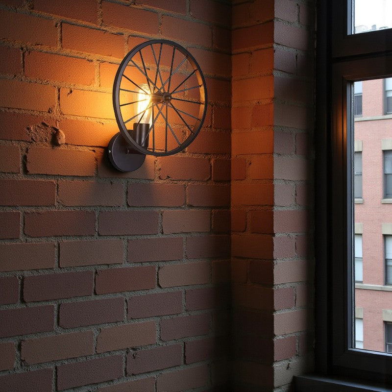 Industrielle Runde Wandleuchte mit Rad Design für Moderne Innenbeleuchtung