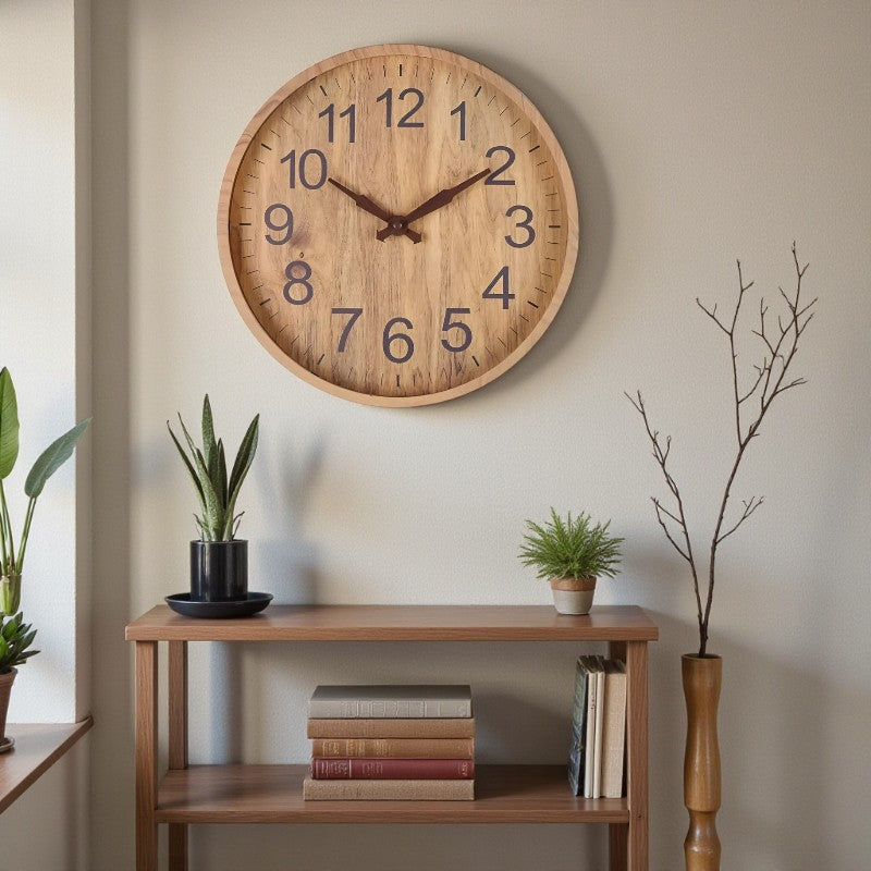 Runde Wanduhr mit digitaler Anzeige und stilvolle Wohnraumdekoration