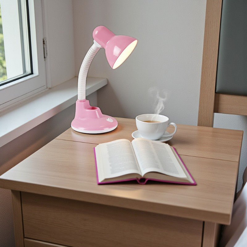 Skandinavische LED-Tischlampe mit Stifthalter und Ambientebeleuchtung für Innenräume