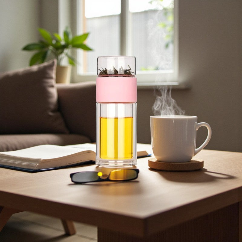 Wiederverwendbare Teeflasche mit Doppelwand Design und integriertem Teesieb