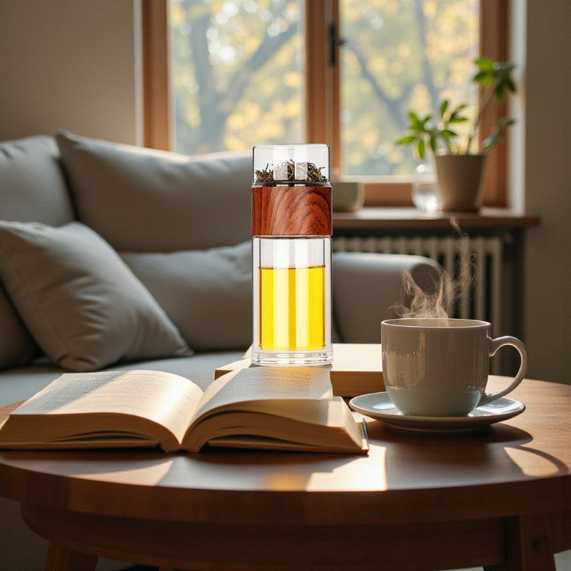 Wiederverwendbare Teeflasche mit Doppelwand Design und integriertem Teesieb