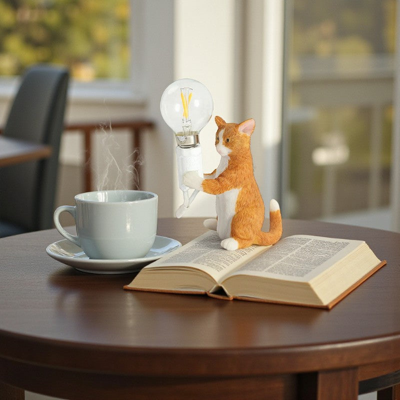 Niedliche Katzenfiguren Tischlampe mit verspieltem Design und dekorativem Akzent