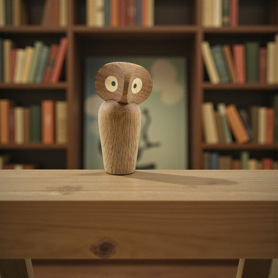 Eulenfigur aus Holz mit drehbarem Kopf für Wohn- und Bürodekoration