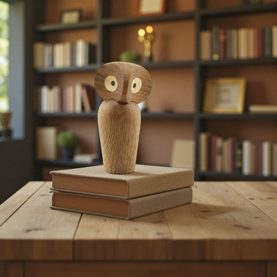 Eulenfigur aus Holz mit drehbarem Kopf für Wohn- und Bürodekoration