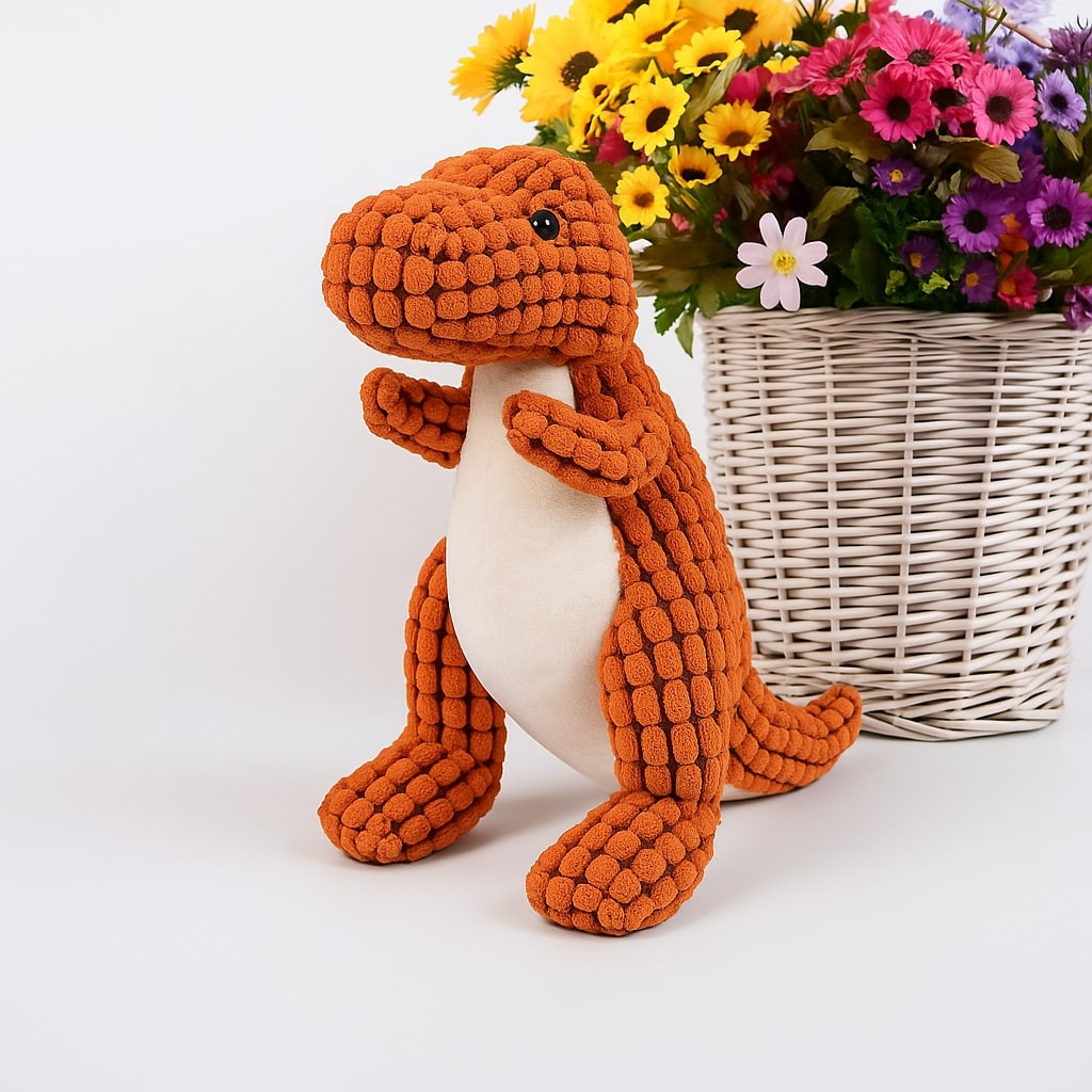 DinoSnuggle - Plüsch Dinosaurier Hundespielzeug mit Strukturierter Oberfläche