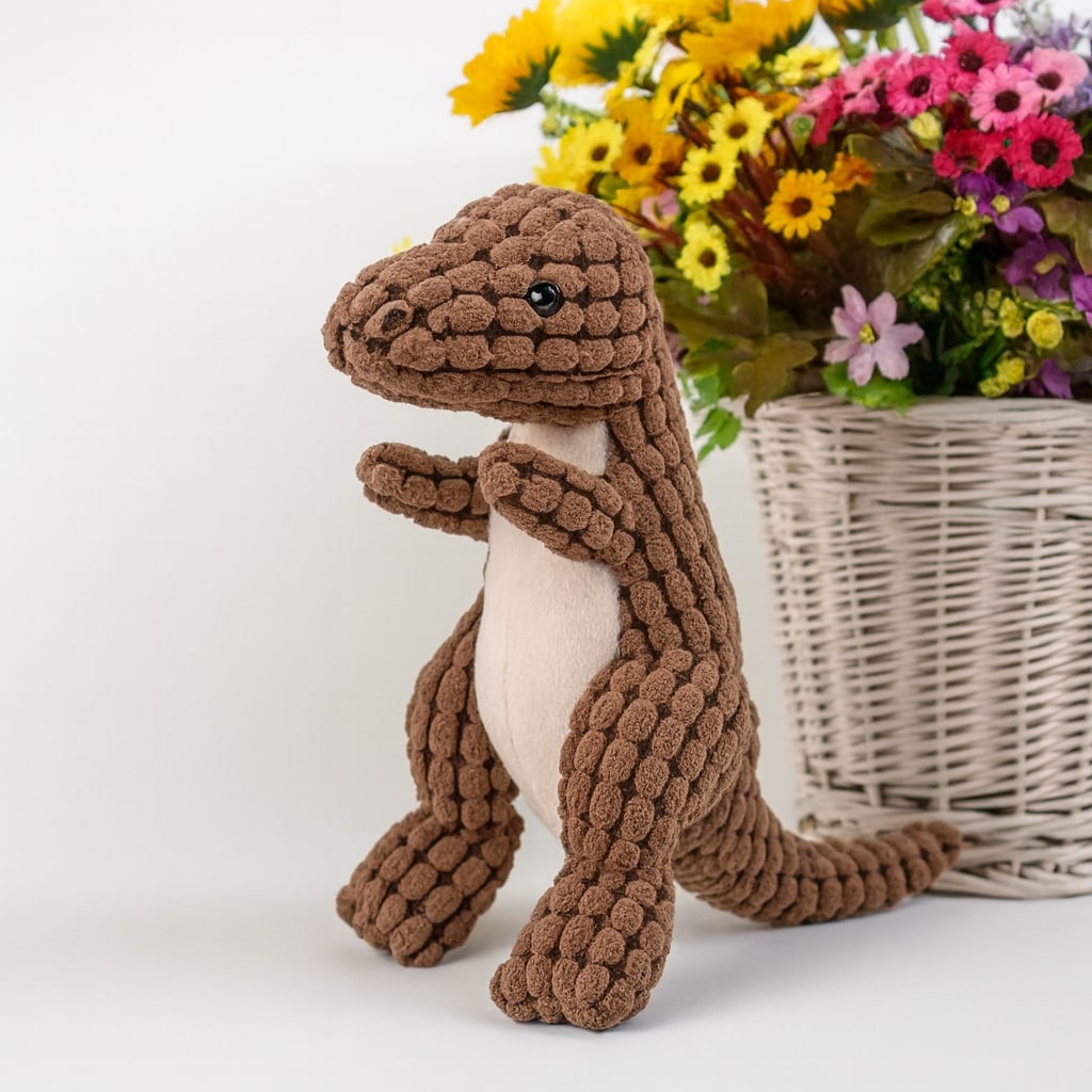 DinoSnuggle - Plüsch Dinosaurier Hundespielzeug mit Strukturierter Oberfläche