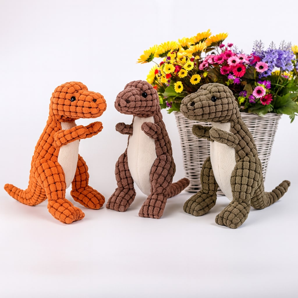 DinoSnuggle - Plüsch Dinosaurier Hundespielzeug mit Strukturierter Oberfläche