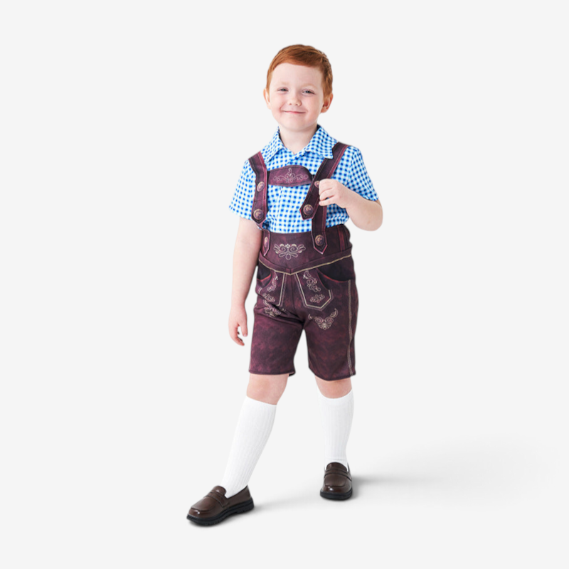 Kurze Trachtenlederhose für Jungen mit Stickerei