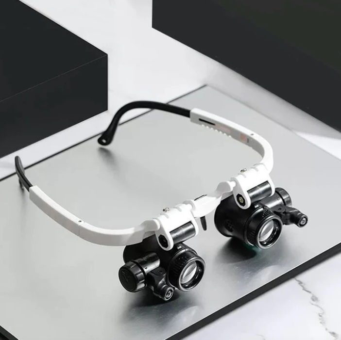 OptiLume - Lupenbrille mit LED-Licht und austauschbaren Linsen